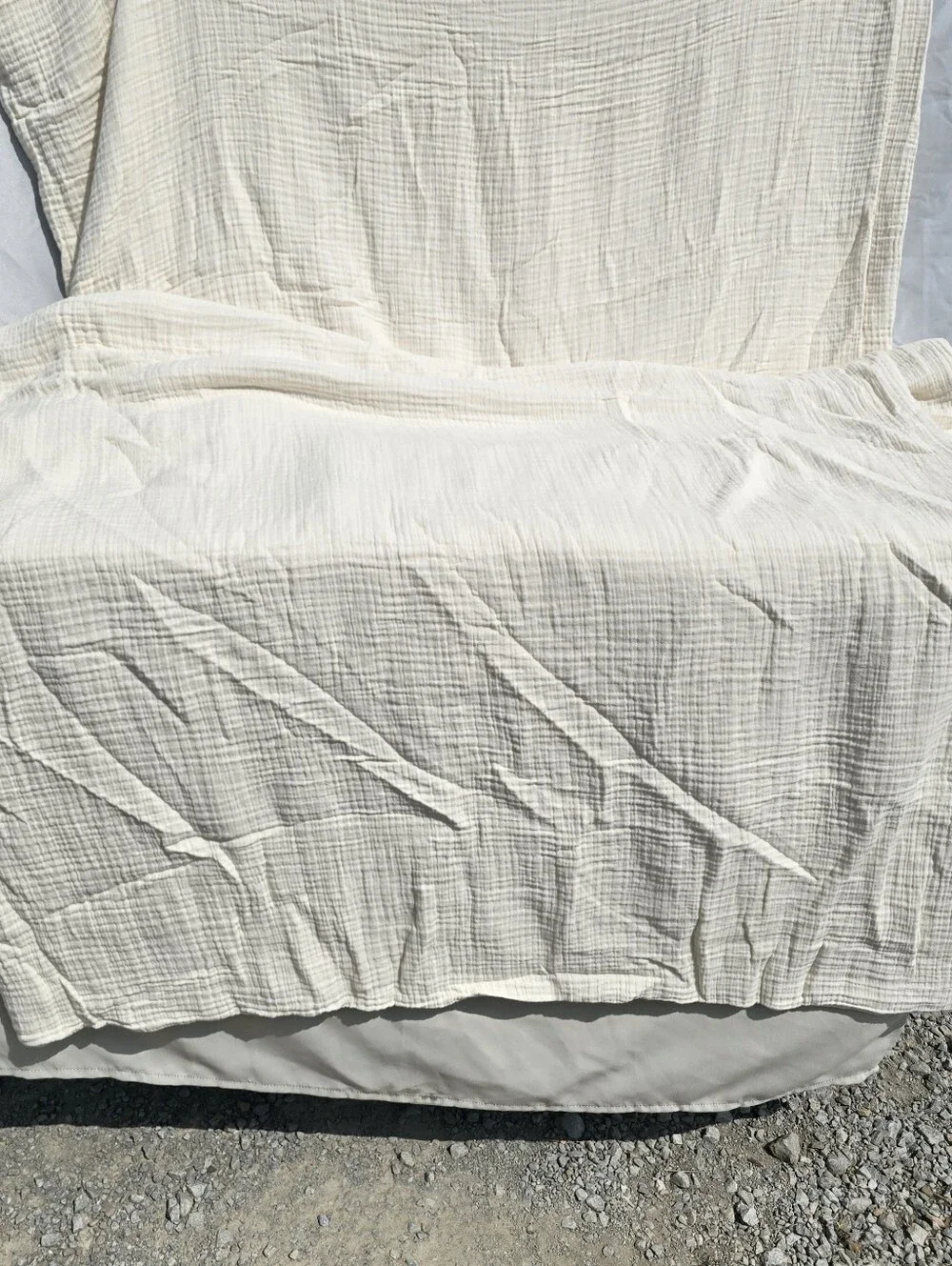 Quince FULL / QUEEN Organic Cotton Gauze Airy Duvet Cover Set & 2 Shams Undyed